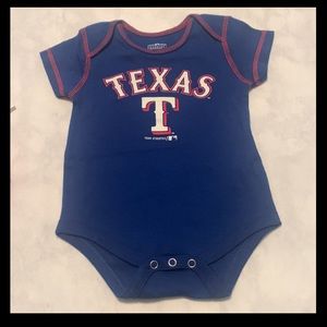 * ‼️SOLD‼️ MLB Official Texas Rangers Blue Red Baby Playsuit Onesie 6/9M NWOT